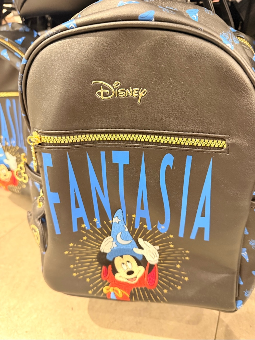 Disney Fantasia Mini Backpack in Black and Blue with Gold Accents